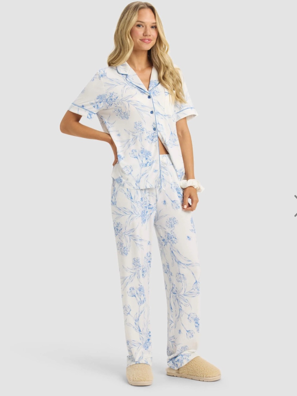NWT Cozy Earth Bamboo Stretch-Knit Short Sleeve & Pant Pajama Set L